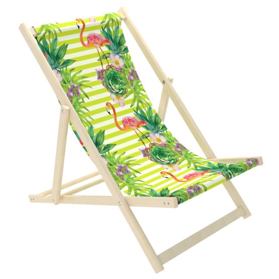 Chaise de plage pour enfants Flamants roses et fleurs tropicales