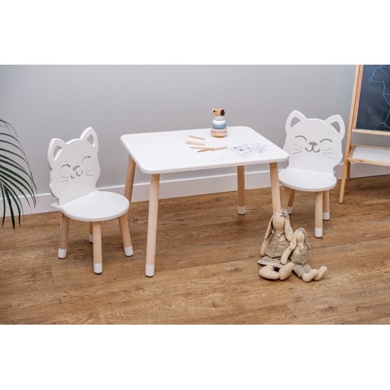 Table enfant avec chaises - Chat - blanche
