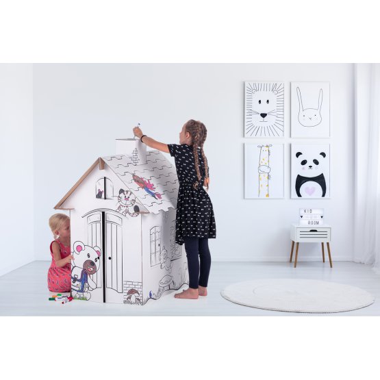 Maison pour enfants en carton avec une cheminée - Ours