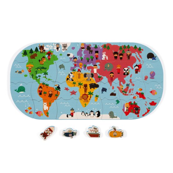 Janod Puzzle jouet aquatique Carte du monde 28 pcs