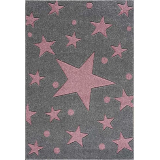 Dětský koberec Hvězdy - šedo-růžový