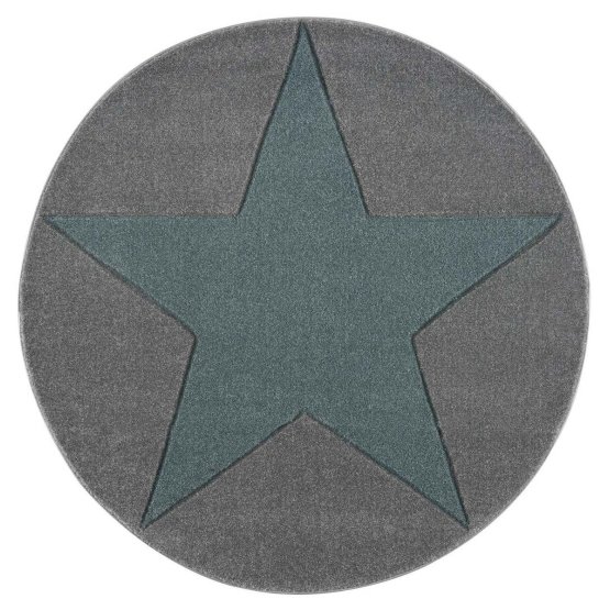 Pour enfants rond tapis STAR gris argenté/ menthe