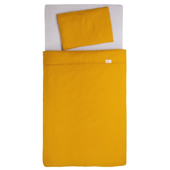 Couverture et oreiller en mousseline avec garnissage 100x135 + 40x60 - moutarde