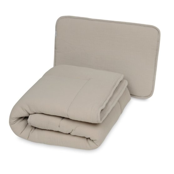Couverture et oreiller en mousseline avec garnissage 100x135 + 40x60 - beige