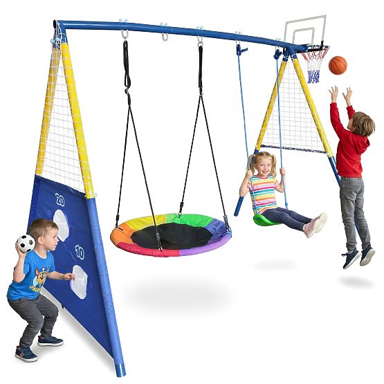 Aire de jeux AMICO 2 balançoires panier de jeu