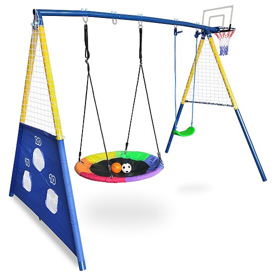 Aire de jeux AMICO 2 balançoires panier de jeu