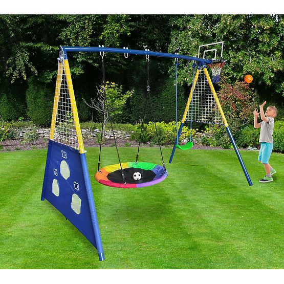 Aire de jeux AMICO 2 balançoires panier de jeu