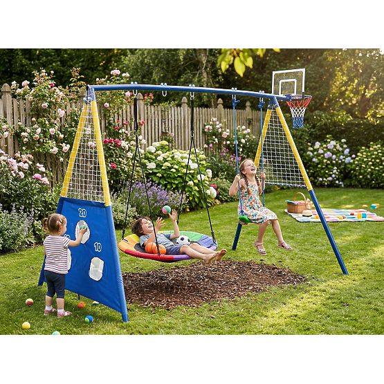 Aire de jeux AMICO 2 balançoires panier de jeu