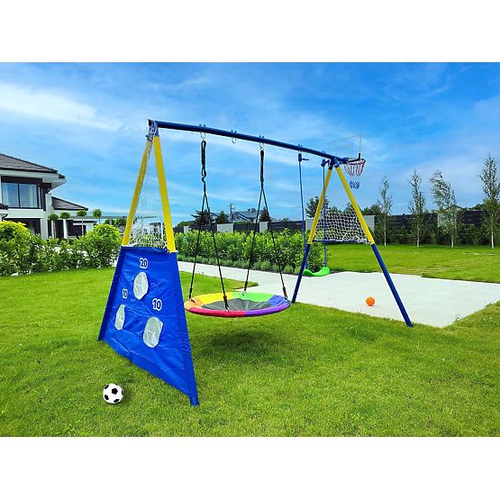 Aire de jeux AMICO 2 balançoires panier de jeu