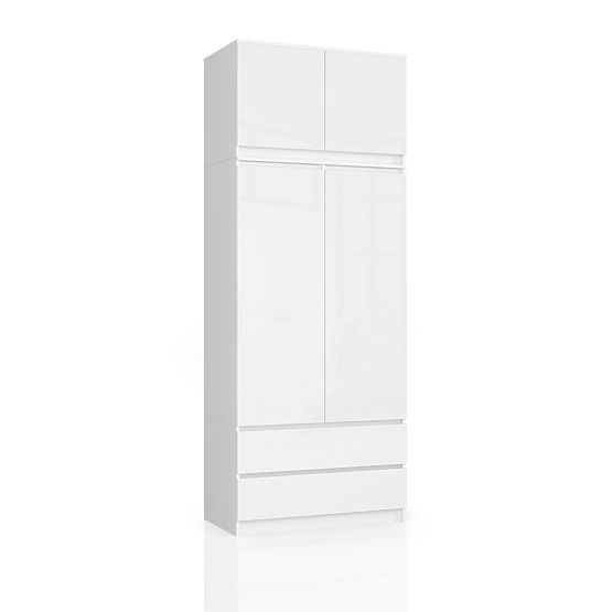 ARMOIRE AVEC SURMEUBLE S90 2D 2SZ CLP PK BLANC BRILLANT