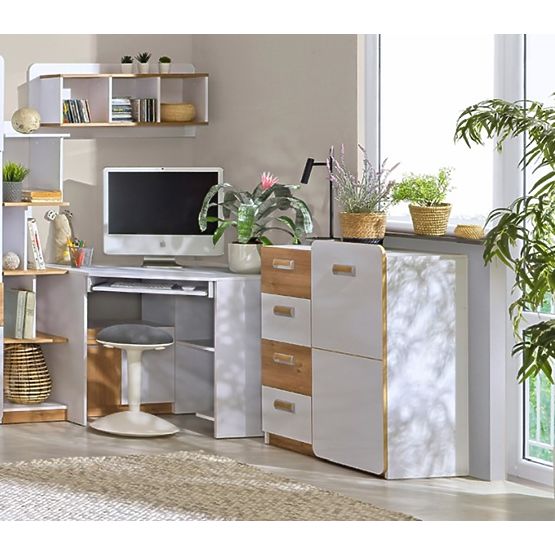 Armoire combinée L6 - blanc / chêne nash