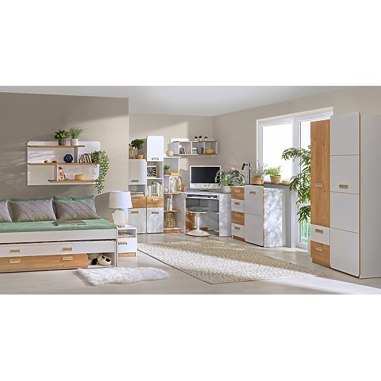 Armoire combinée L6 - blanc / chêne nash