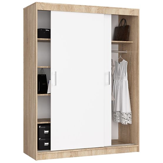 ARMOIRE COULISSANTE 150 cm CLP MONO SONOMA/BLANC