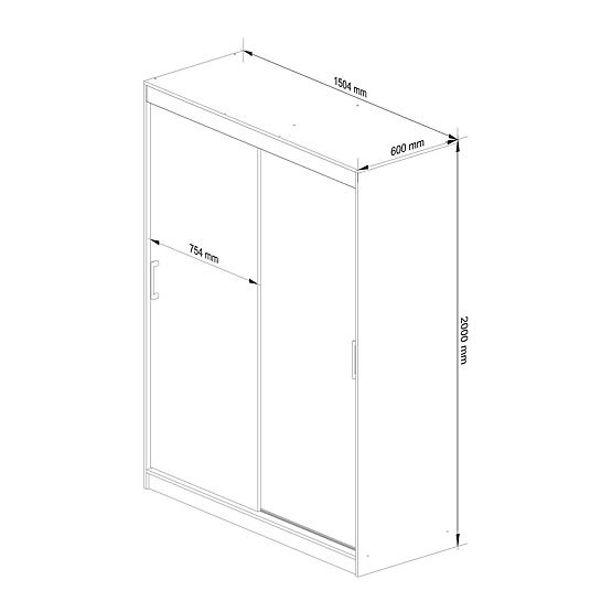 ARMOIRE COULISSANTE 150 cm CLP MONO SONOMA/BLANC