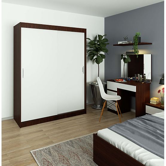 ARMOIRE COULISSANTE 150 cm CLP MONO WENGE/BLANC