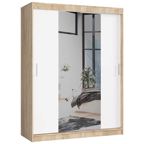 ARMOIRE COULISSANTE 150cm CLP SONOMA / BLANC