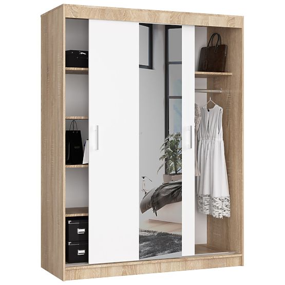 ARMOIRE COULISSANTE 150cm CLP SONOMA / BLANC