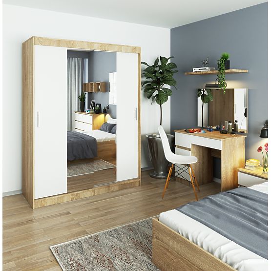 ARMOIRE COULISSANTE 150cm CLP SONOMA / BLANC