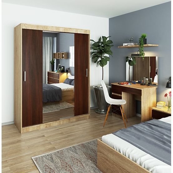 ARMOIRE COULISSANTE 150cm CLP SONOMA / WENGE