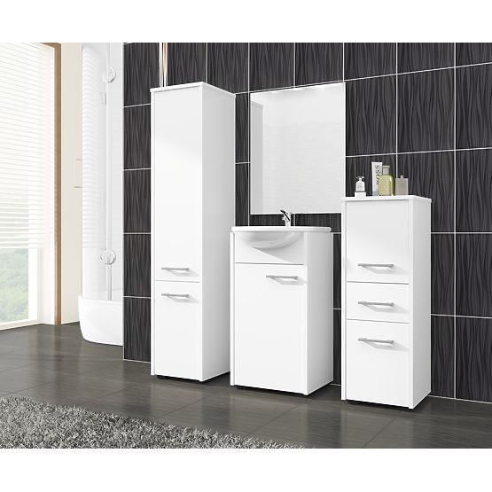 ARMOIRE DE SALLE DE BAIN FIN COLONNE 30 2D 140cm BLANCHE