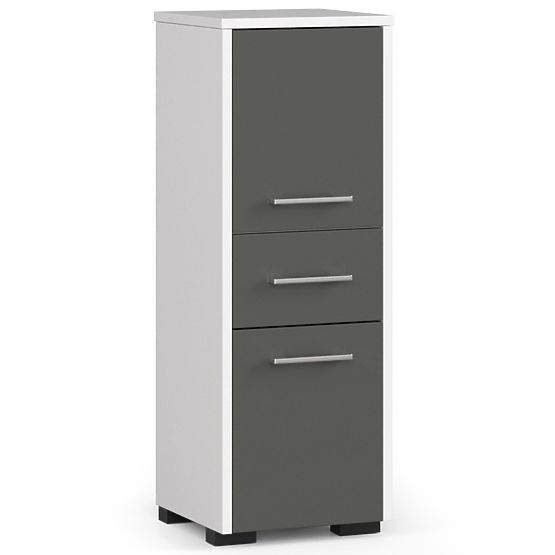 ARMOIRE DE SALLE DE BAIN FIN COLONNE 30 2D 1SZ 85cm PK BLANC / GRIS