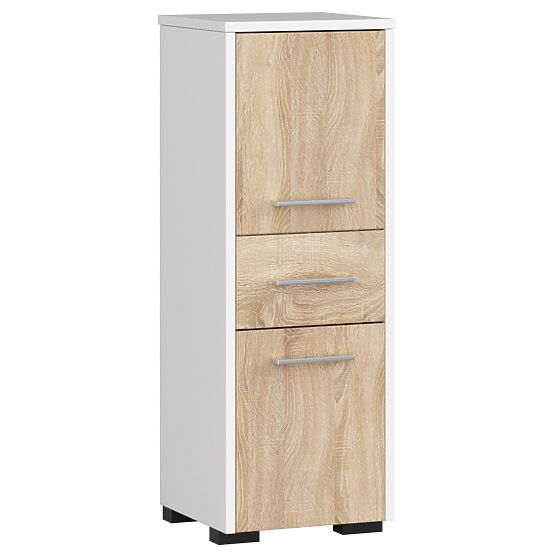 ARMOIRE DE SALLE DE BAIN FIN COLONNE 30 2D 1SZ 85cm PK BLANC / SONOMA