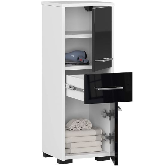 ARMOIRE DE SALLE DE BAIN FIN COLONNE 30 2D 1SZ 85cm PK NOIR BRILLANT