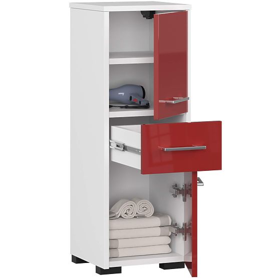 ARMOIRE DE SALLE DE BAIN FIN COLONNE 30 2D 1SZ 85cm ROUGE BRILLANT