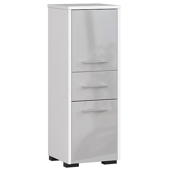 ARMOIRE DE SALLE DE BAIN FIN COLONNE 30 2D 1T 85cm BRILLANCE MÉTALLIQUE