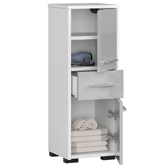 ARMOIRE DE SALLE DE BAIN FIN COLONNE 30 2D 1T 85cm BRILLANCE MÉTALLIQUE