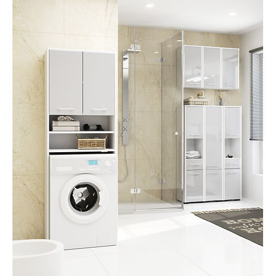 ARMOIRE DE SALLE DE BAIN FIN COLONNE 30 2D 1T 85cm BRILLANCE MÉTALLIQUE