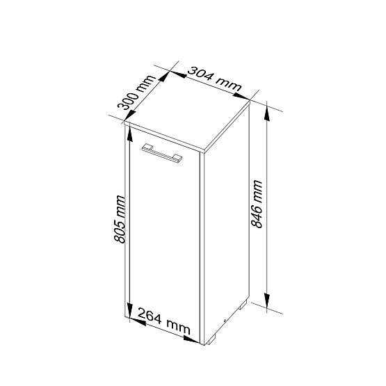 ARMOIRE DE SALLE DE BAIN FIN S30 1D CHÊNE SONOMA / BLANC