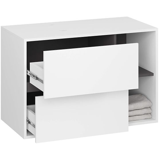 ARMOIRE DE SALLE DE BAIN SOUS LAVABO AVEC TROUS VAMI W90 UM 2SZ 2P BLANC / GRIS GRAPHITE