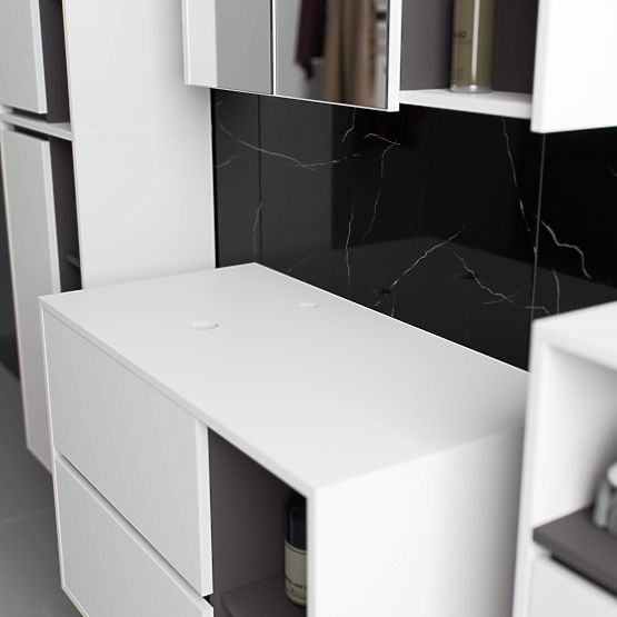 ARMOIRE DE SALLE DE BAIN SOUS LAVABO AVEC TROUS VAMI W90 UM 2SZ 2P BLANC / GRIS GRAPHITE