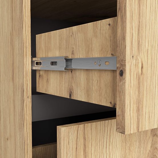 ARMOIRE DE SALLE DE BAIN SOUS LAVABO AVEC TROUS VAMI W90 UM 2SZ 2P CHÊNE ARTISAN / GRIS GRAPHITE
