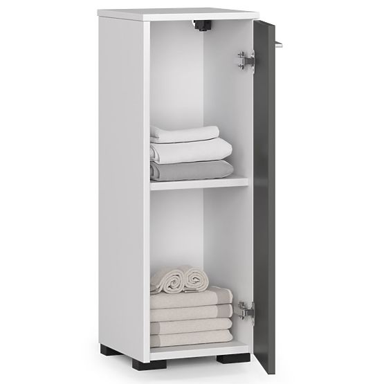 ARMOIRE DE SALLE DE BAIN SUR PIED FIN S30 1D BLANC / GRIS