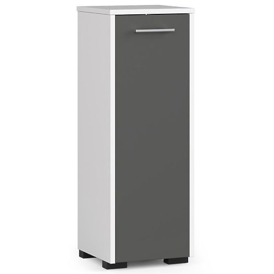 ARMOIRE DE SALLE DE BAIN SUR PIED FIN S30 1D BLANC / GRIS