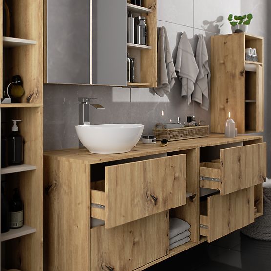 ARMOIRE DE SALLE DE BAIN SUSPENDUE VAMI W35 1D 1W CHÊNE ARTISAN / CACHEMIRE