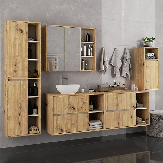 ARMOIRE DE SALLE DE BAIN SUSPENDUE VAMI W35 1D 1W CHÊNE ARTISAN / CACHEMIRE