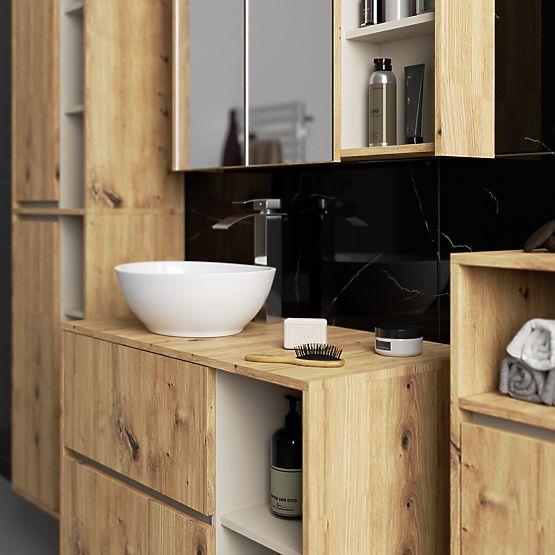 ARMOIRE DE SALLE DE BAIN SUSPENDUE VAMI W35 1D 1W CHÊNE ARTISAN / CACHEMIRE