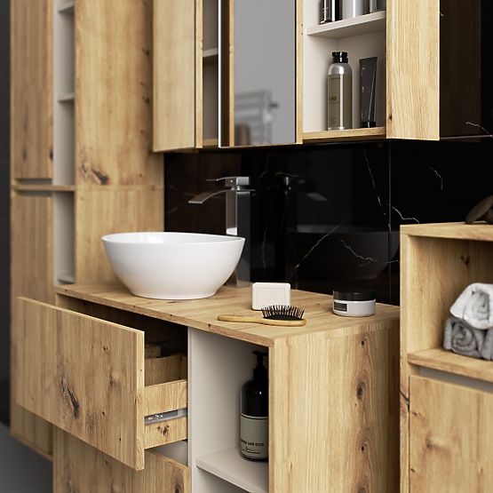 ARMOIRE DE SALLE DE BAIN SUSPENDUE VAMI W35 1D 1W CHÊNE ARTISAN / CACHEMIRE