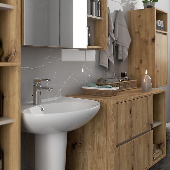 ARMOIRE DE SALLE DE BAIN SUSPENDUE VAMI W35 1D 1W CHÊNE ARTISAN / CACHEMIRE