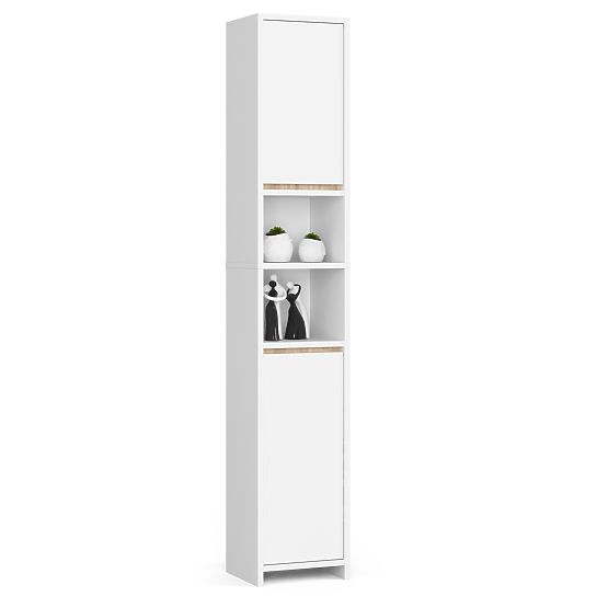 Armoire de salle de bain Uni - Blanc - 2 portes 2 compartiments