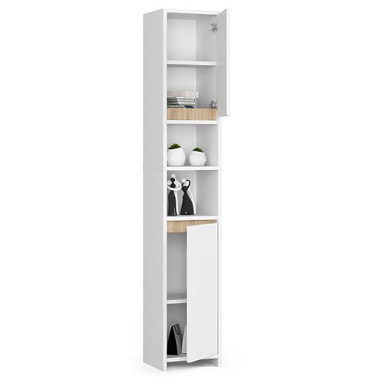 Armoire de salle de bain Uni - Blanc - 2 portes 2 compartiments