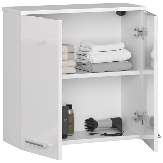 ARMOIRE MURALE LARGEUR 60 cm FIN 2D BLANC BRILLANT