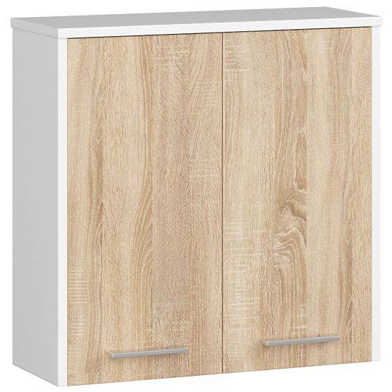 ARMOIRE MURALE LARGEUR 60 cm FIN 2D BLANC / SONOMA