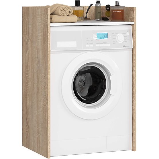 ARMOIRE POUR MACHINE À LAVER FIN CHÊNE SONOMA / BLANC