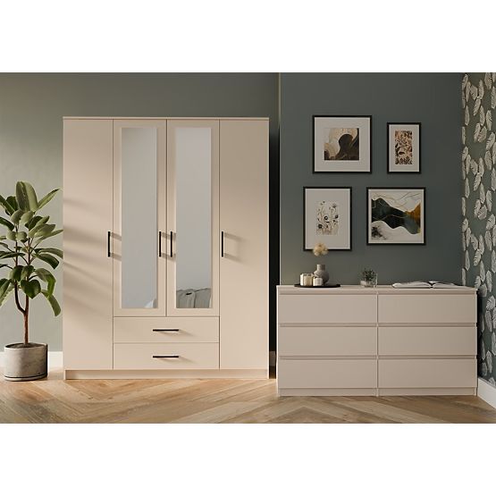 Armoire Romana 160 X 205 MIROIR BEIGE CACHEMIRE