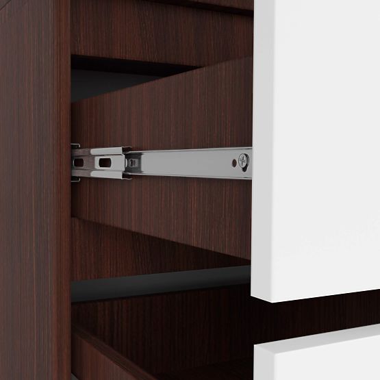 ARMOIRE S 90 cm 2 PORTES 2 TIROIRS 2 MIROIRS PK WENGE / BLANC