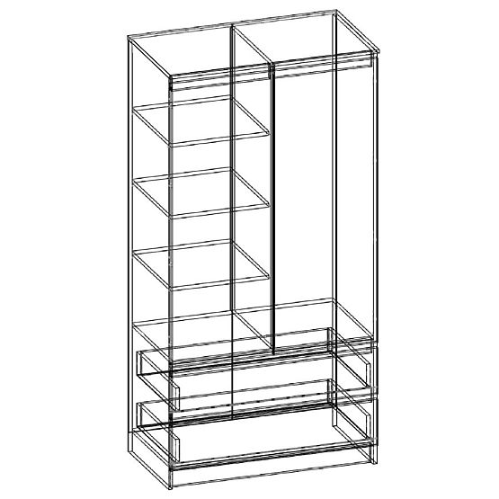 ARMOIRE S 90 cm 2 PORTES 2 TIROIRS PK WENGE / SONOMA